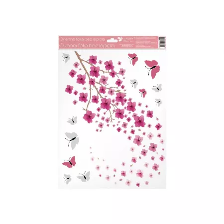 Okenní fólie ANDĚL 994 větve v květu s glitry, 30x42 cm