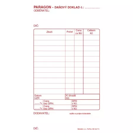 Paragon daňový doklad, ET010