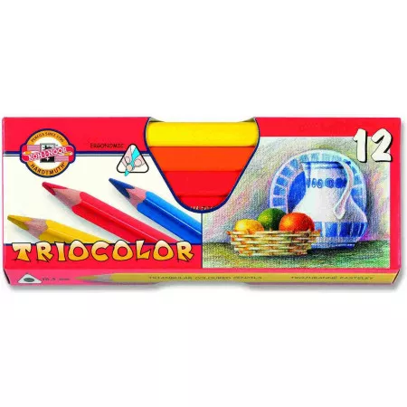 Pastelky Koh-i-noor 12 ks Triocolor 3152 trojhranné silné