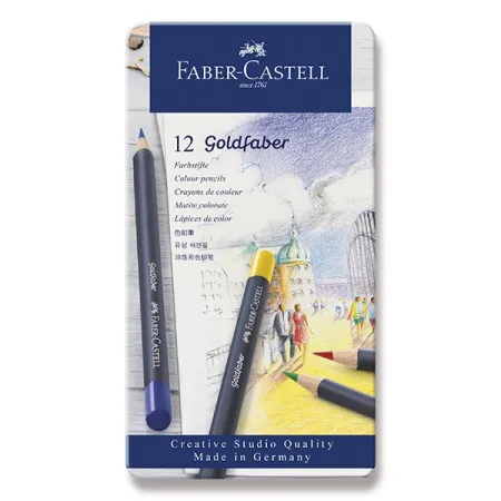 Pastelky Faber-Castell Goldfaber plechová krabička, 12 barev