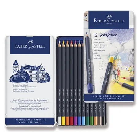 Pastelky Faber-Castell Goldfaber plechová krabička, 12 barev