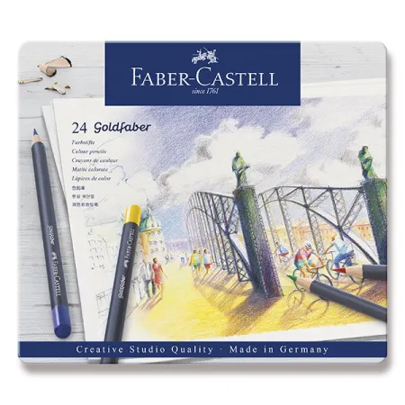 Pastelky Faber-Castell Goldfaber plechová krabička, 24 barev