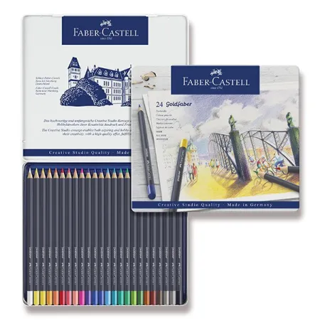 Pastelky Faber-Castell Goldfaber plechová krabička, 24 barev