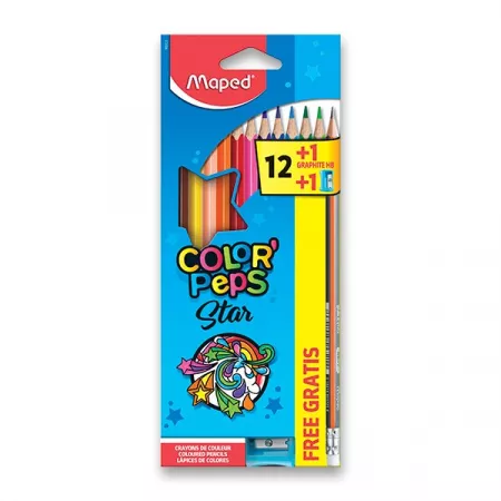 Pastelky Maped Color'Peps 12 barev / Star + ořezávátko a grafitová tužka