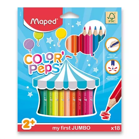 Pastelky Maped Color'Peps Jumbo 18 barev, trojhranné