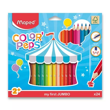 Pastelky Maped Color'Peps Jumbo 24 barev, trojhranné