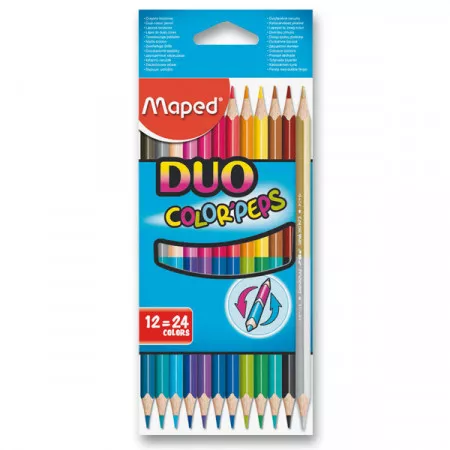 Pastelky Maped Duo Color'Peps trojhranné, oboustanné 12ks/24 barev