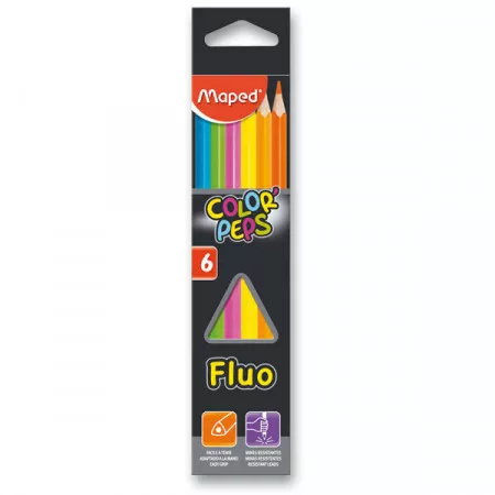 Pastelky trojhranné Maped Fluo Color'Peps 6 barev