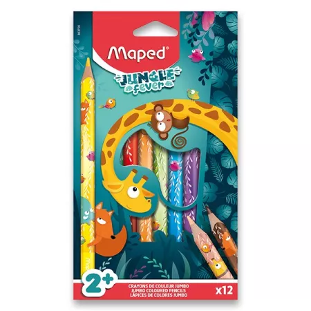 Pastelky Maped Jumbo Jungle Fever 12 barev, trojhranné