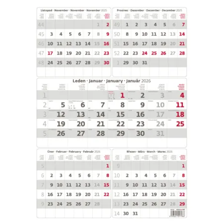 Pětiměsíční kalendář šedý (N212-26)