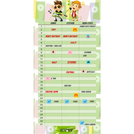 Plánovací Girls & Boys, poznámkový kalendář, 30 x 30 cm