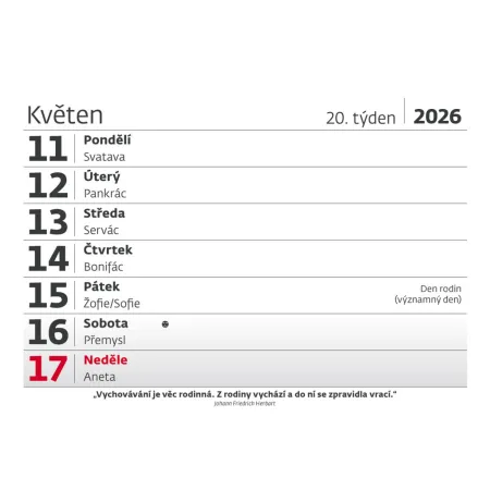 Plánovací kalendář Slunečnice (S40-26)