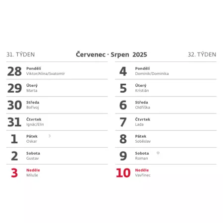 Plánovací MINI 14denní kalendář (S43-25)