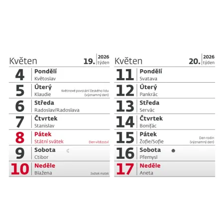 Plánovací MINI 14denní kalendář (S43-26)