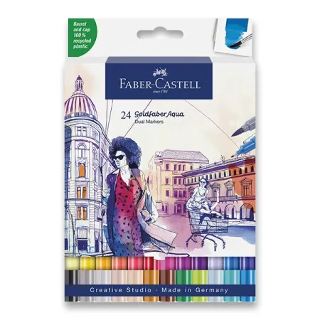 Popisovač Faber-Castell Goldfaber Aqua Dual Marker sada, 24 barev