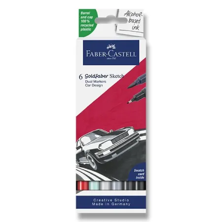 Popisovač Faber-Castell Goldfaber Sketch Dual Marker Car Design sada, 6 barev