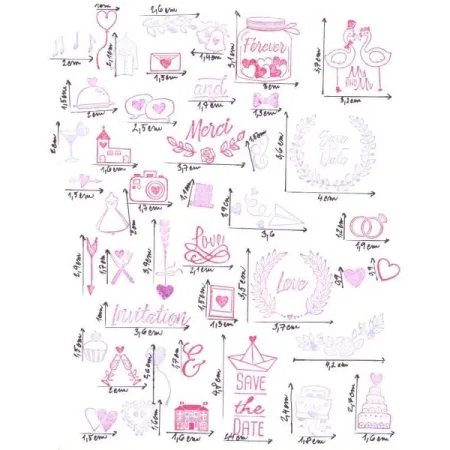 Razítka Stampo Scrap Svatební, 43 ks