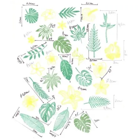 Razítka Stampo Scrap Tropické listy, 29 ks