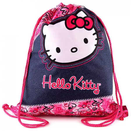 Sáček na cvičky Hello Kitty, motiv jeans
