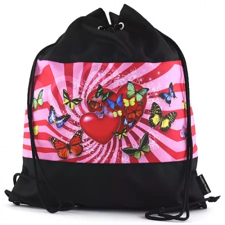 Sáček na cvičky Leasyn, srdíčka a motýlci