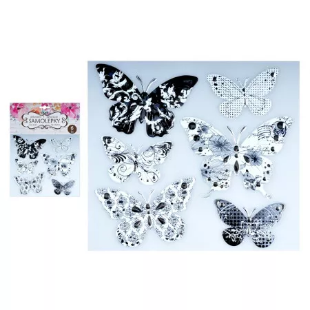 Samolepící dekorace ANDĚL 10275 motýli se stříbrou ražbou 21 x 19 cm