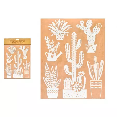 Samolepící dekorace ANDĚL 10466 bílé kaktusy 27,5 x 41 cm