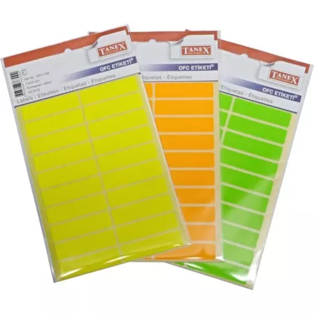 Samolepící etikety v sáčku neon 13x50 mm, oranžové 100 etiket v balíčku OFC-109