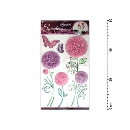 Samolepky na zeď 10022 - barevné pampelišky s konturou 60x32cm