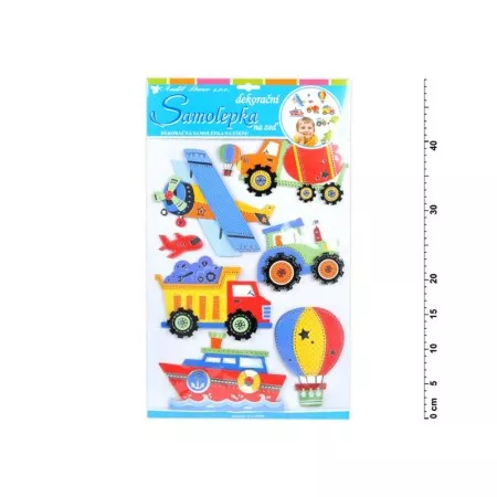 Samolepky na zeď 10076 z tvrdého papíru 41x29cm dopravní prostředky