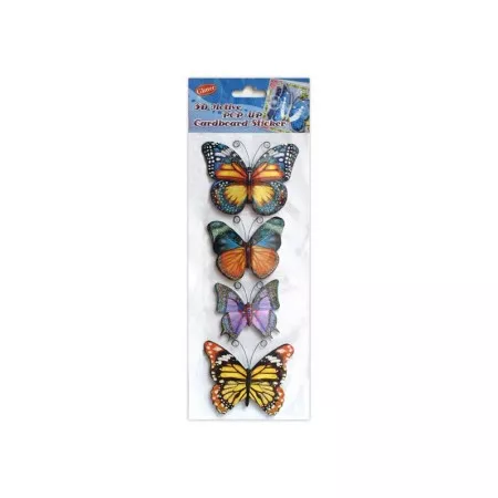 Samolepky na zeď 1012 motýli 3D s glitry 4ks