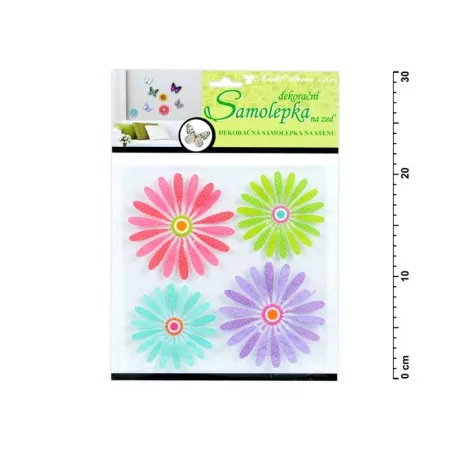 Samolepky na zeď 10156 3D barevné květiny 20x20x1cm, 4ks