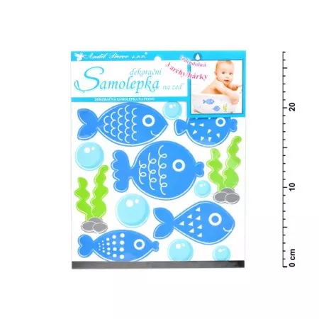 Samolepky na zeď 10183 voděodolné, modré ryby, 3 archy 21 x 21 cm