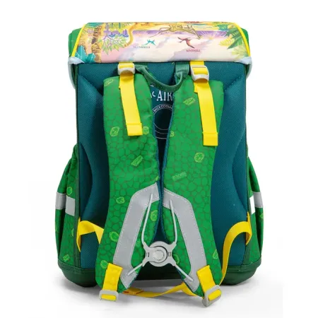 Školní aktovka Jurassic adventure - dinosaurus, zelená