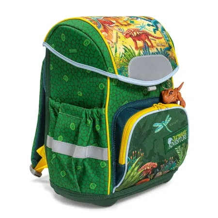 Školní aktovka Jurassic adventure - dinosaurus, zelená