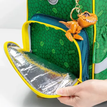 Školní aktovka Jurassic adventure - dinosaurus, zelená