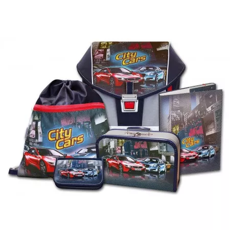 Školní aktovkový set EMIPO ERGO ONE City Cars 5-dílný