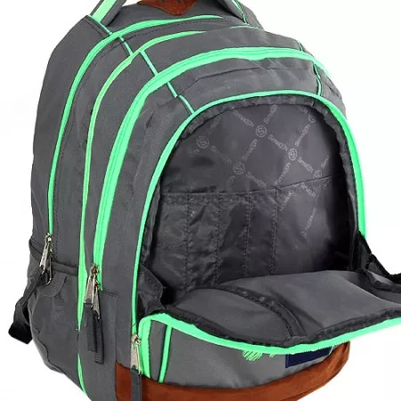 Studentský batoh 062134 Smash 2v1, šedý - zelené zipy