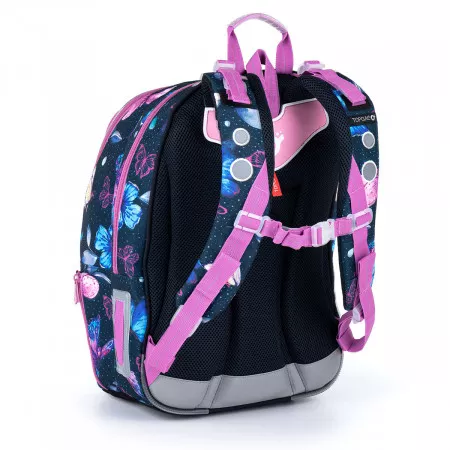Školní batoh objemný modrý s motýlky Topgal LYNN 21007 G