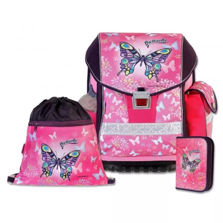 Školní batohový set EMIPO ERGO TWO, motiv Butterfly 3-dílný