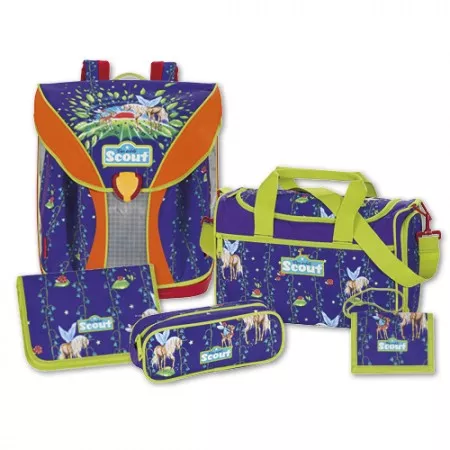 Školní batohový set Scout, Nano, 5-dílný, jednorožec a srnečka