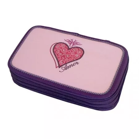 Školní pouzdro 3-patra 01 Deluxe - Amor růžová