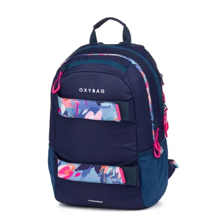 Studentský batoh + etue OXY Sport Flowers Blue 8-39725e