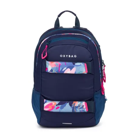 Studentský batoh + etue OXY Sport Flowers Blue 8-39725e