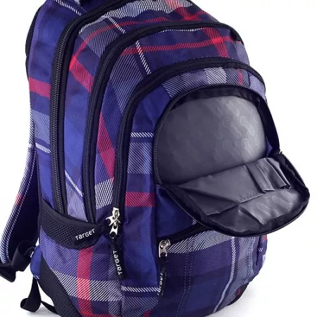 Studentský batoh 054110 Target, fialovo - modré kostky, včetně penálu