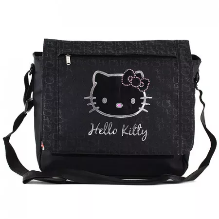 Taška přes rameno Hello Kitty, černá, stříbrný potisk