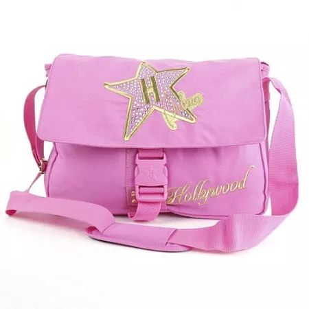 Taška přes rameno Hollywood Star, růžová s výšivkou hvězdy