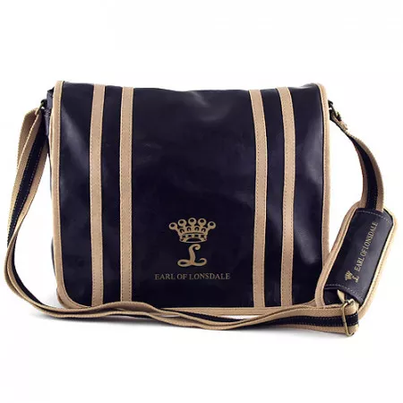 Taška přes rameno Lonsdale, černo-hnědá s korunkou