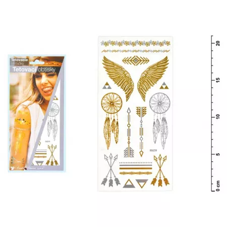 Tetovací obtisky ANDĚL 1120 zlatá a stříbrná křídla 21x10,5cm