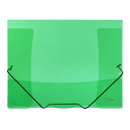 Tříklopá složka A4 s gumou LINES zelená