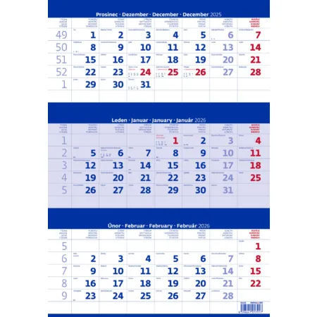 Tříměsíční kalendář modrý (N205-26)